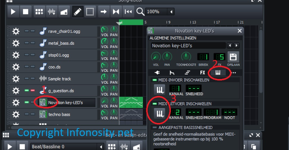 LMMS midi setup out = port 2