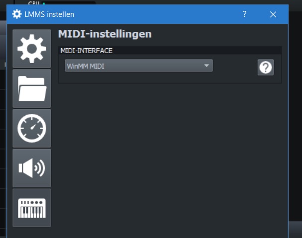 midi settings of LMMS