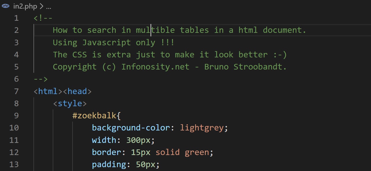 How to search in a html table using javascript only.